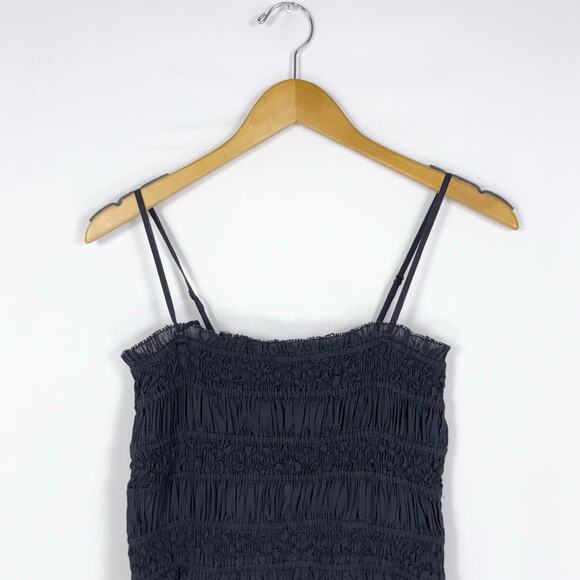 J Crew Women's Smocked Cotton Voile Maxi Dress Medium Black - Picture 4 of 16